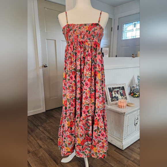 NATURAL LIFE Dresses & Skirts - Worn Once - NATURAL LIFE - Pink/Blue Floral Layered Long Dress/Skirt - Size L